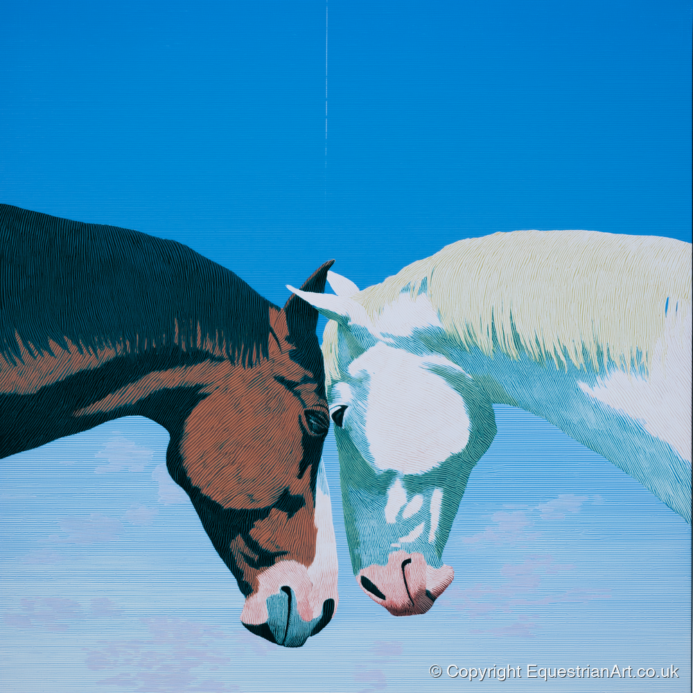Quiet Companionship - horse portrait art print and canvas by Simon Whitlock A.I