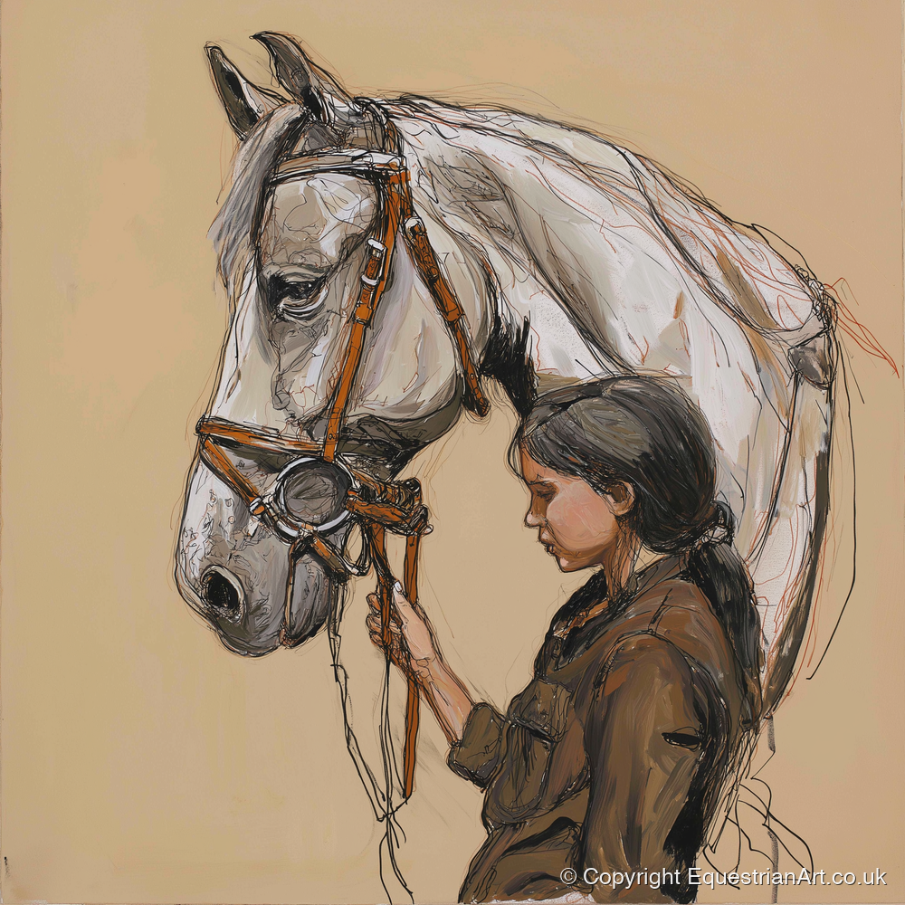 Quiet Connection - horse & rider art print and canvas by Jasper Montgomery A.I