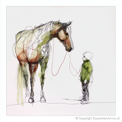 Quiet Connection - horse & rider art print and canvas by Gareth Holden A.I