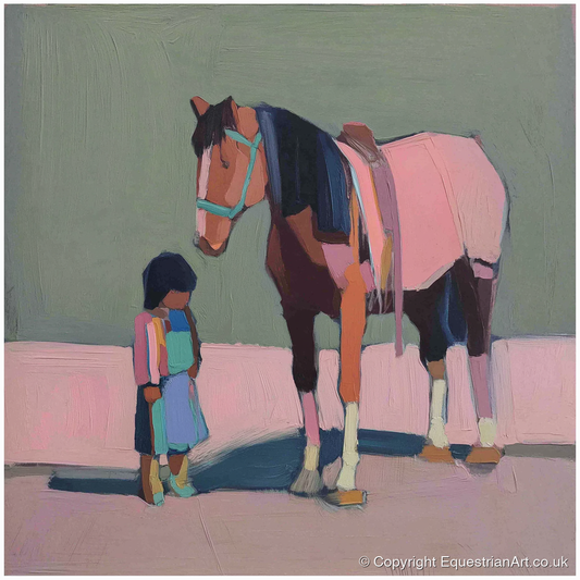 Quiet Connection - horse & rider art print and canvas by Diana Sutherland A.I