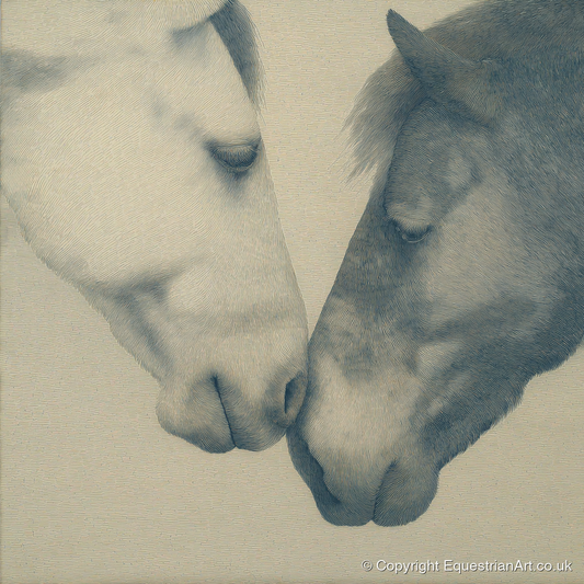 Quiet Connection - horse portrait art print and canvas by Arthur Sterling A.I