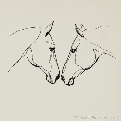 Quiet Connection - horse portrait art print and canvas by Penelope Fox A.I
