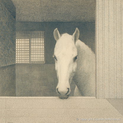 Quiet Contemplation - horse stable art print and canvas by Arthur Sterling A.I