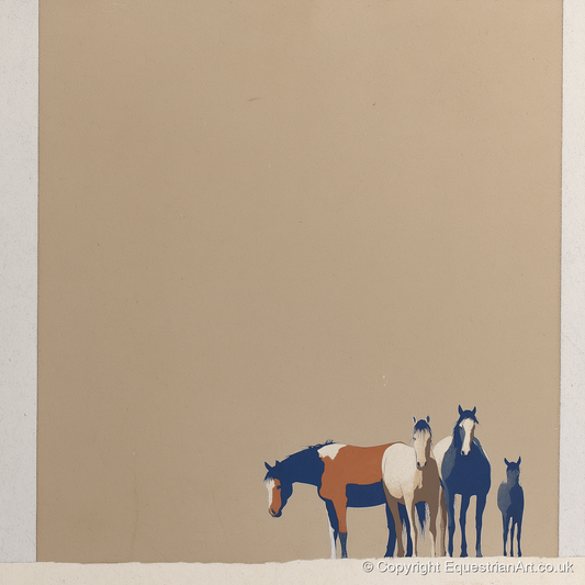 Quiet Desert Herd - wild horses art print and canvas by Phillip Marbury A.I