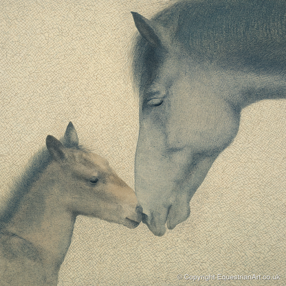 Quiet Devotion - mare & foal art print and canvas by Arthur Sterling A.I