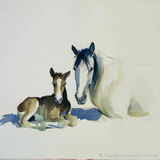 Quiet Devotion - mare & foal art print and canvas by Beatrice Langley A.I