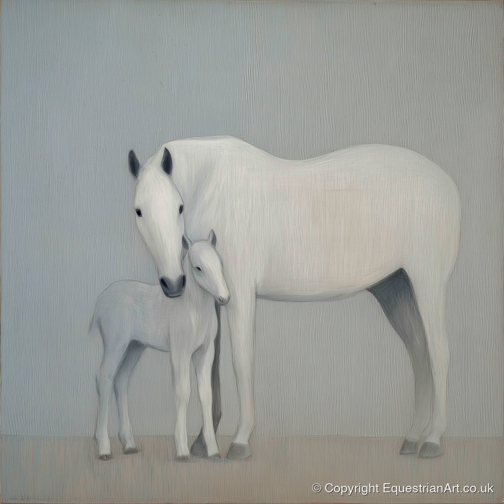 Quiet Devotion - mare & foal art print and canvas by Constance Haywood A.I