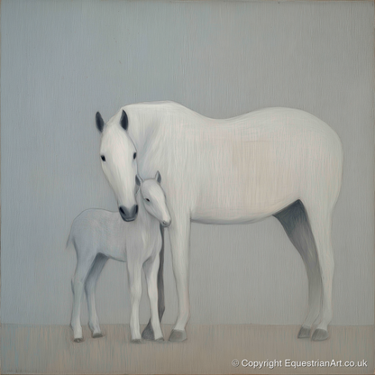 Quiet Devotion - mare & foal art print and canvas by Constance Haywood A.I