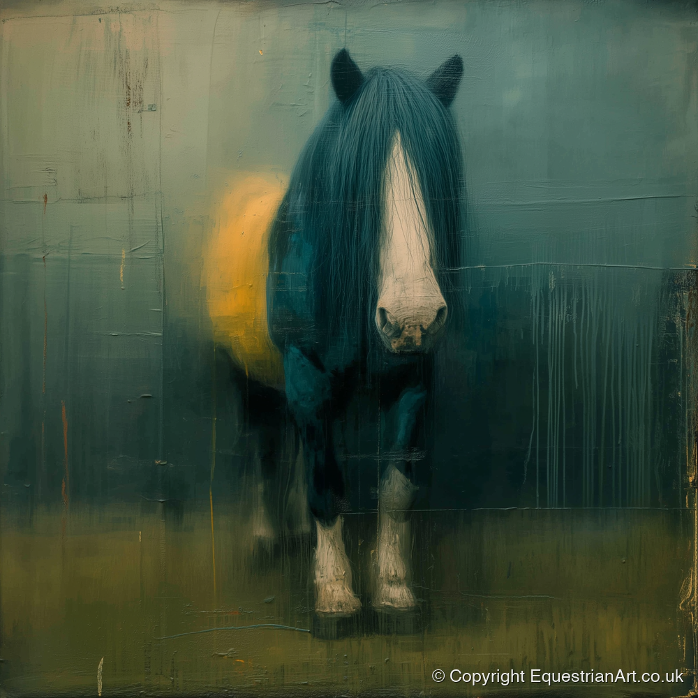Quiet Draught in Teal - horse breed art print and canvas by Alaric Townsend A.I