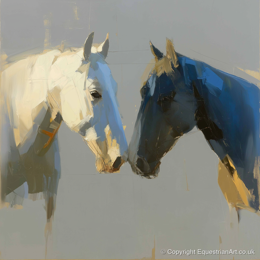 Quiet Encounter - horse portrait art print and canvas by Elias Thorne A.I