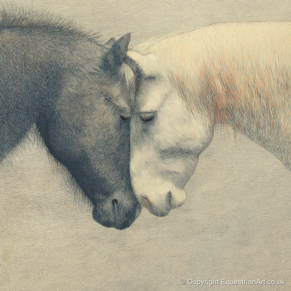 Quiet Harmony - horse portrait art print and canvas by Arthur Sterling A.I