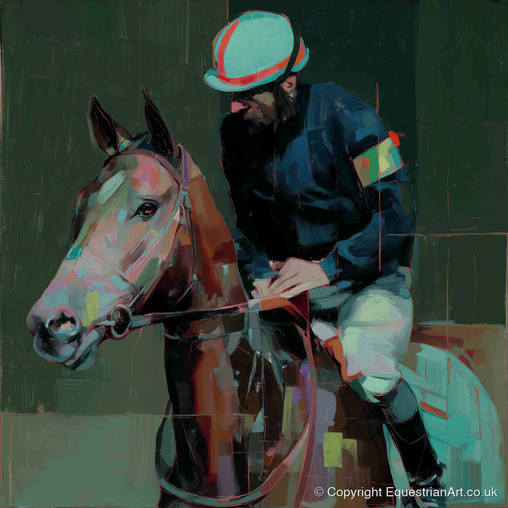 Quiet Intensity - racing horse art print and canvas by Quentin Hart A.I