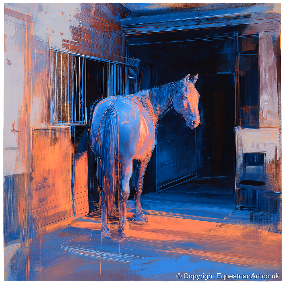 Quiet Light in the Yard - horse stable art print and canvas by Charles Ashford A.I