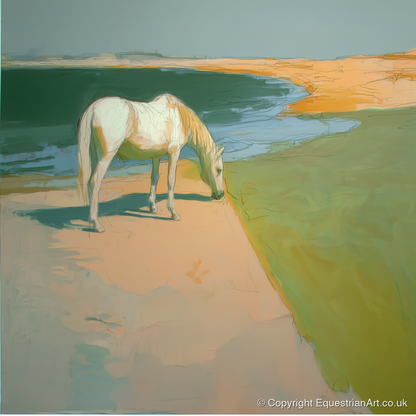 Quiet Pastures - horse landscape art print and canvas by Emerson Grey A.I