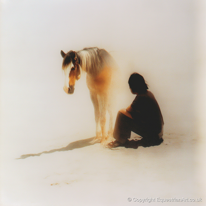 Quiet Presence - horse & rider art print and canvas by George Weston A.I