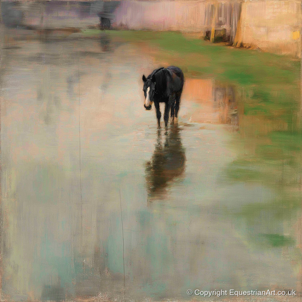 Quiet Reflection - horse landscape art print and canvas by Nathaniel Reed A.I