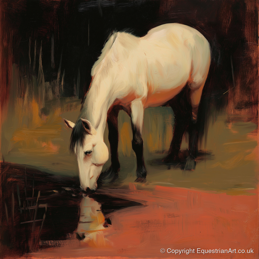 Quiet Reflection - horse portrait art print and canvas by Thomas Cavendish A.I