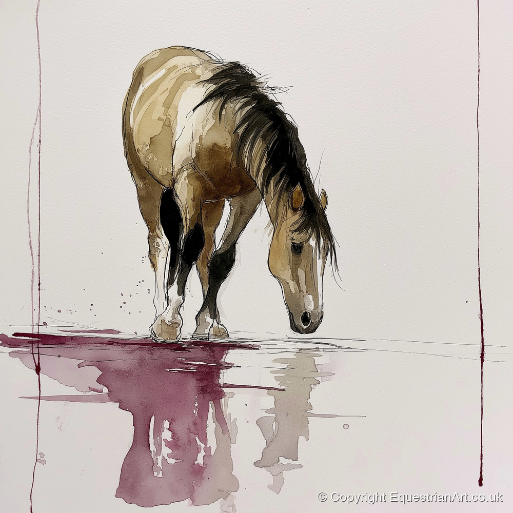 Quiet Reflection - horse portrait art print and canvas by Edward Harrington A.I