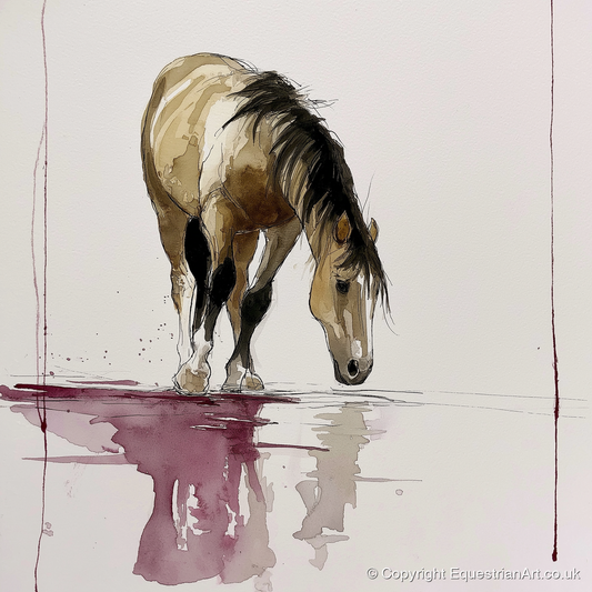 Quiet Reflection - horse portrait art print and canvas by Edward Harrington A.I