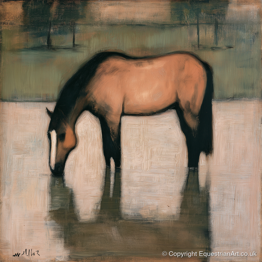 Quiet Reflection - horse portrait art print and canvas by Arabella Knight A.I