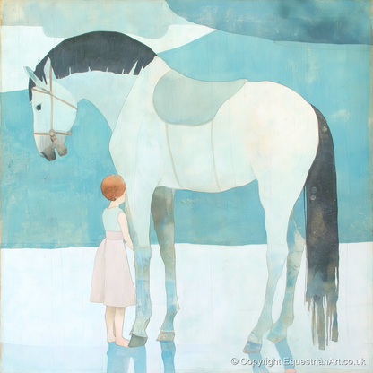 Quiet Trust - horse & rider art print and canvas by Flora Whitby A.I