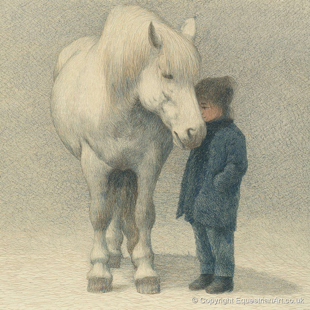 Quiet Trust - horse & rider art print and canvas by Arthur Sterling A.I