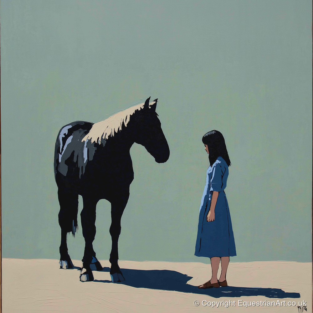 Quiet Understanding - horse & rider art print and canvas by Preston Hale A.I