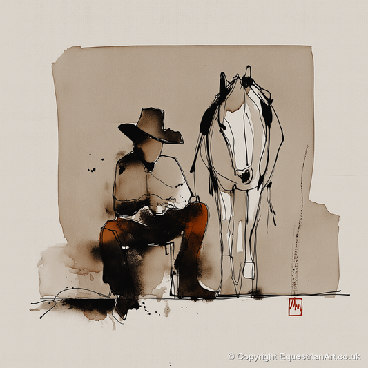 Quiet Western Companions - western horse art print and canvas by Julian Vance A.I