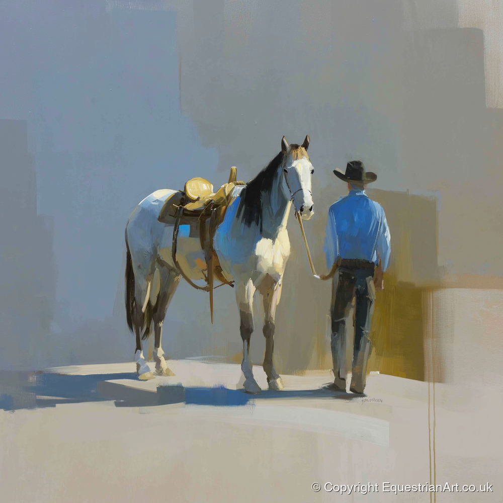 Quiet Western Partnership - western horse art print and canvas by Elias Thorne A.I