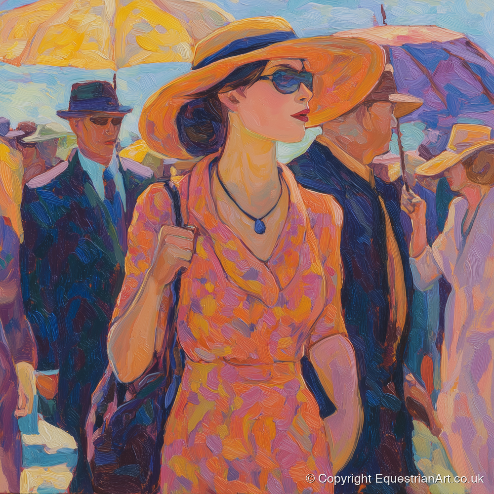 Race Day Glamour - racing horse art print and canvas by Celia Harding A.I