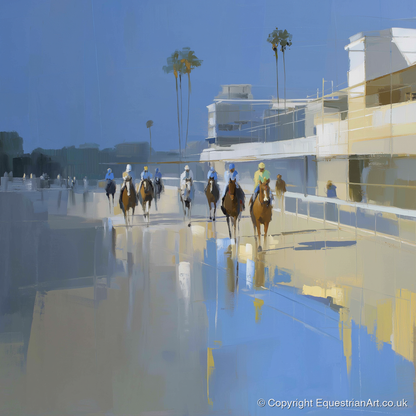 Race Day Reflections - racing horse art print and canvas by Elias Thorne A.I
