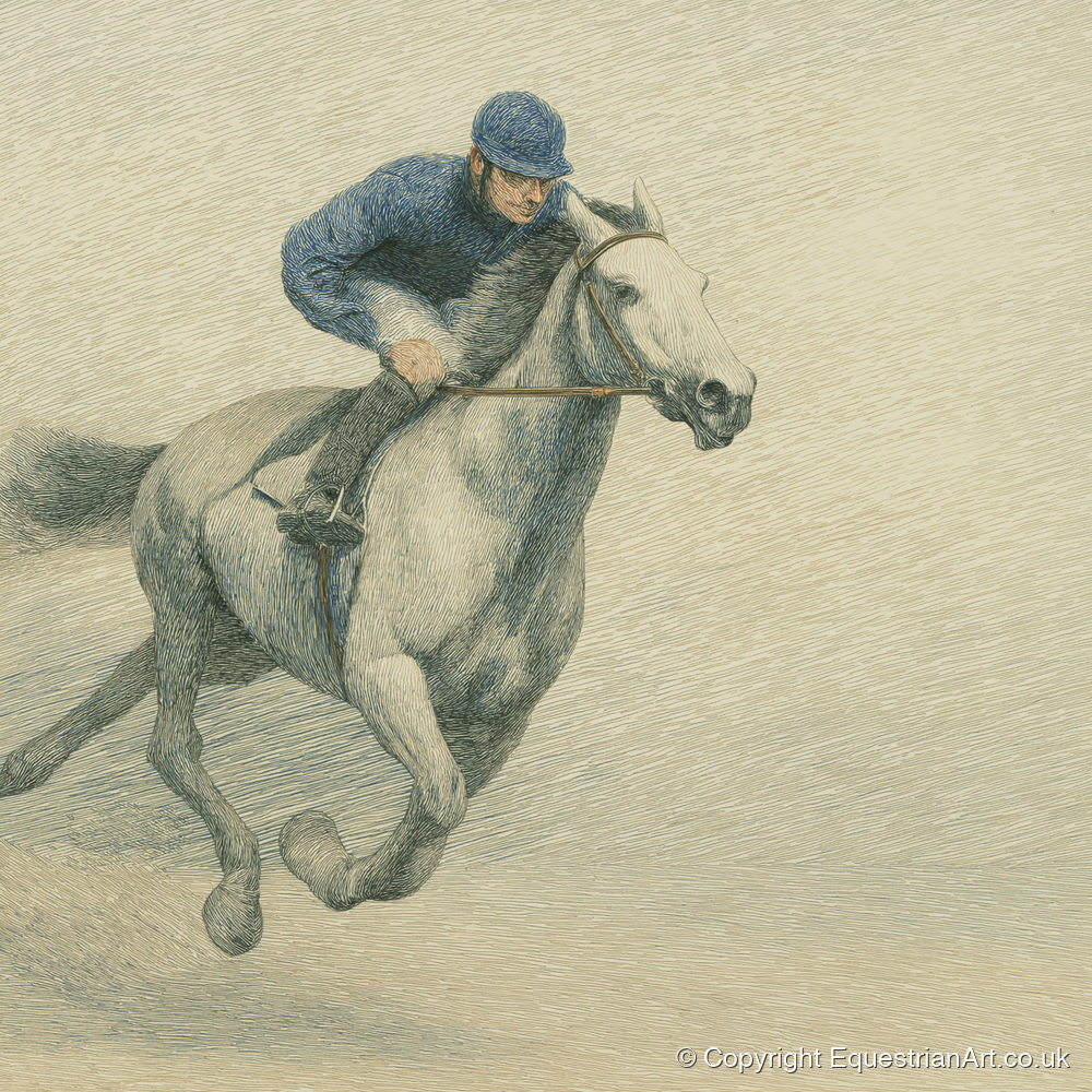 Racing the Grey - racing horse art print and canvas by Arthur Sterling A.I