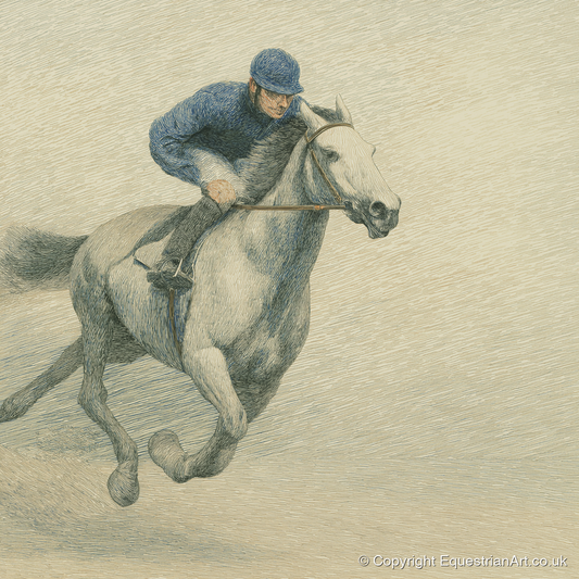 Racing the Grey - racing horse art print and canvas by Arthur Sterling A.I