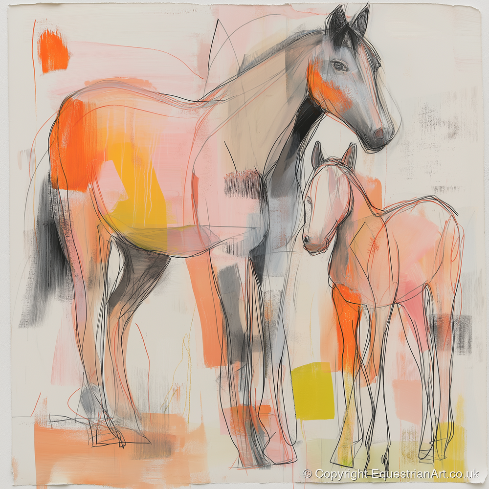 Radiant Beginnings - mare & foal art print and canvas by Rosemary Haste A.I