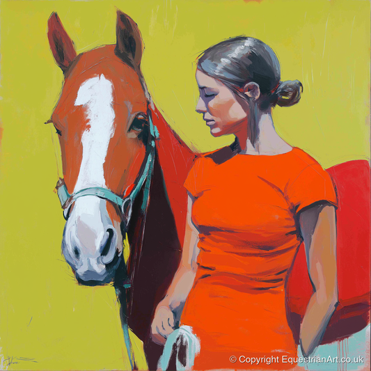 Radiant Bond - horse & rider art print and canvas by Victor Beaumont A.I