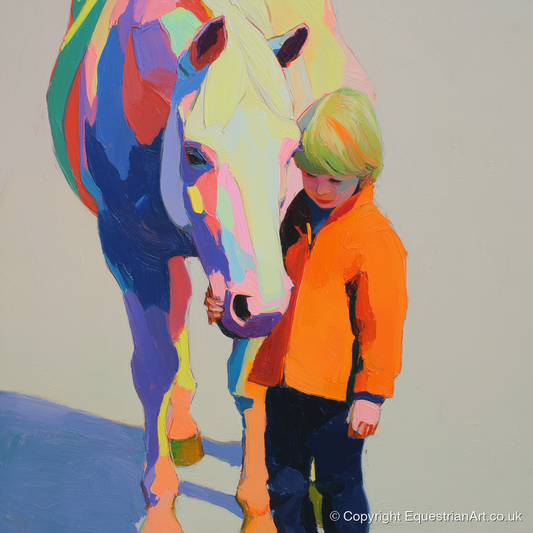 Radiant Bond - horse & rider art print and canvas by Desmond Locke A.I