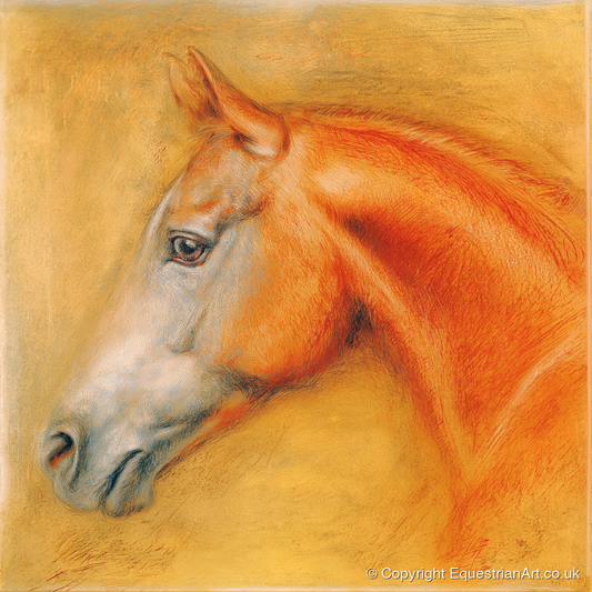 Radiant Chestnut Profile - racing horse art print and canvas by Douglas Fairley A.I