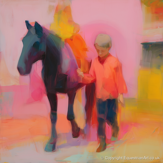 Radiant Companions - horse & rider art print and canvas by Rosalind Pierce A.I