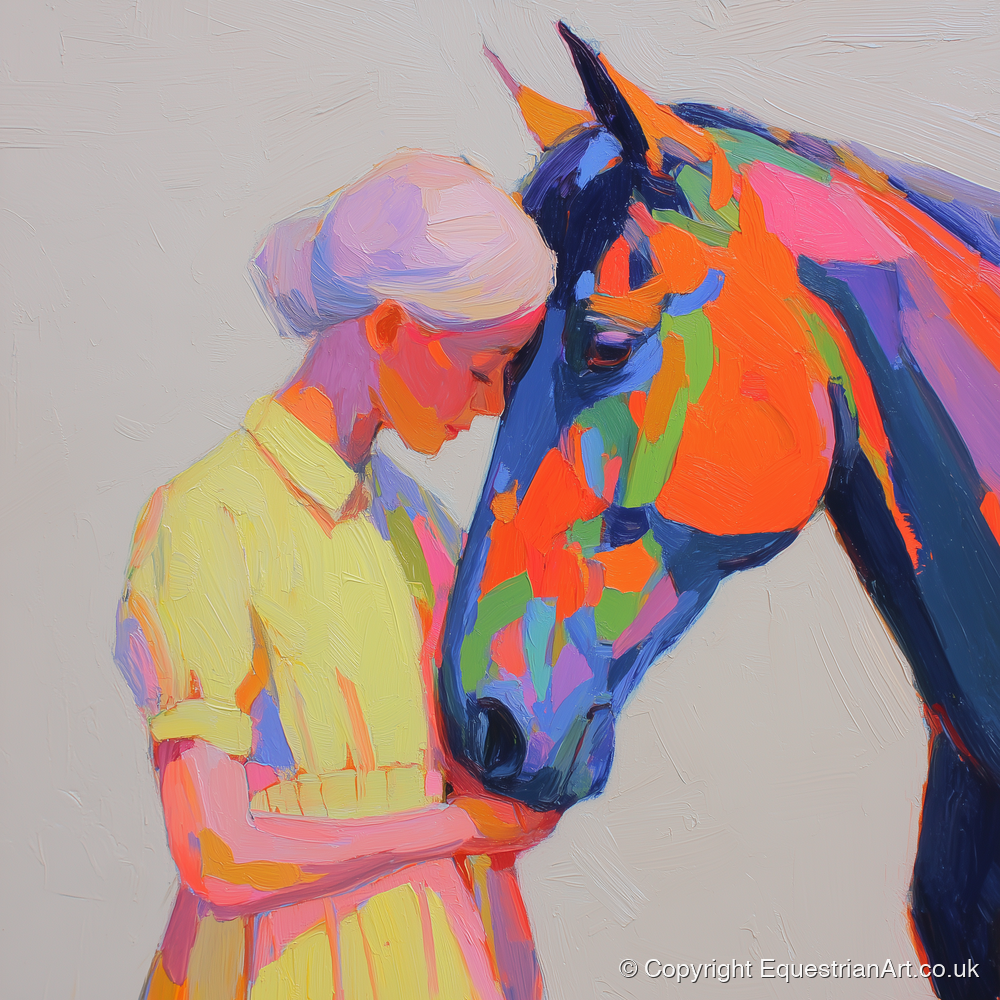 Radiant Connection - horse & rider art print and canvas by Desmond Locke A.I