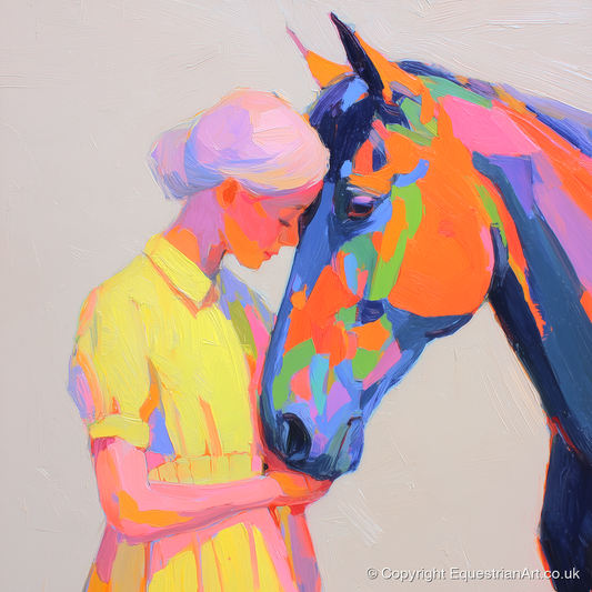 Radiant Connection - horse & rider art print and canvas by Desmond Locke A.I