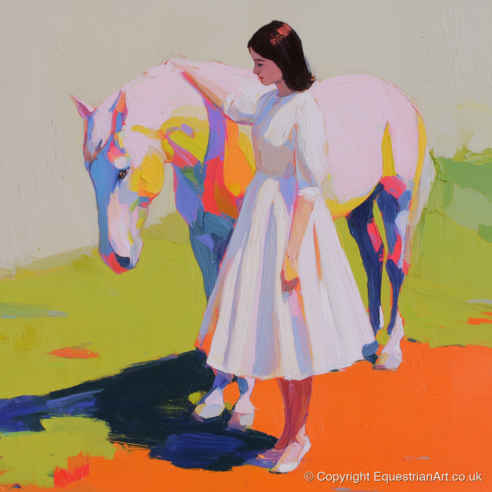 Radiant Connection - horse & rider art print and canvas by Desmond Locke A.I