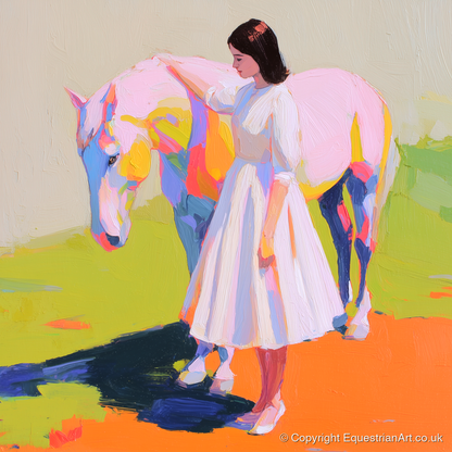 Radiant Connection - horse & rider art print and canvas by Desmond Locke A.I