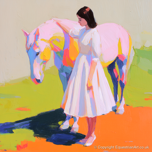 Radiant Connection - horse & rider art print and canvas by Desmond Locke A.I