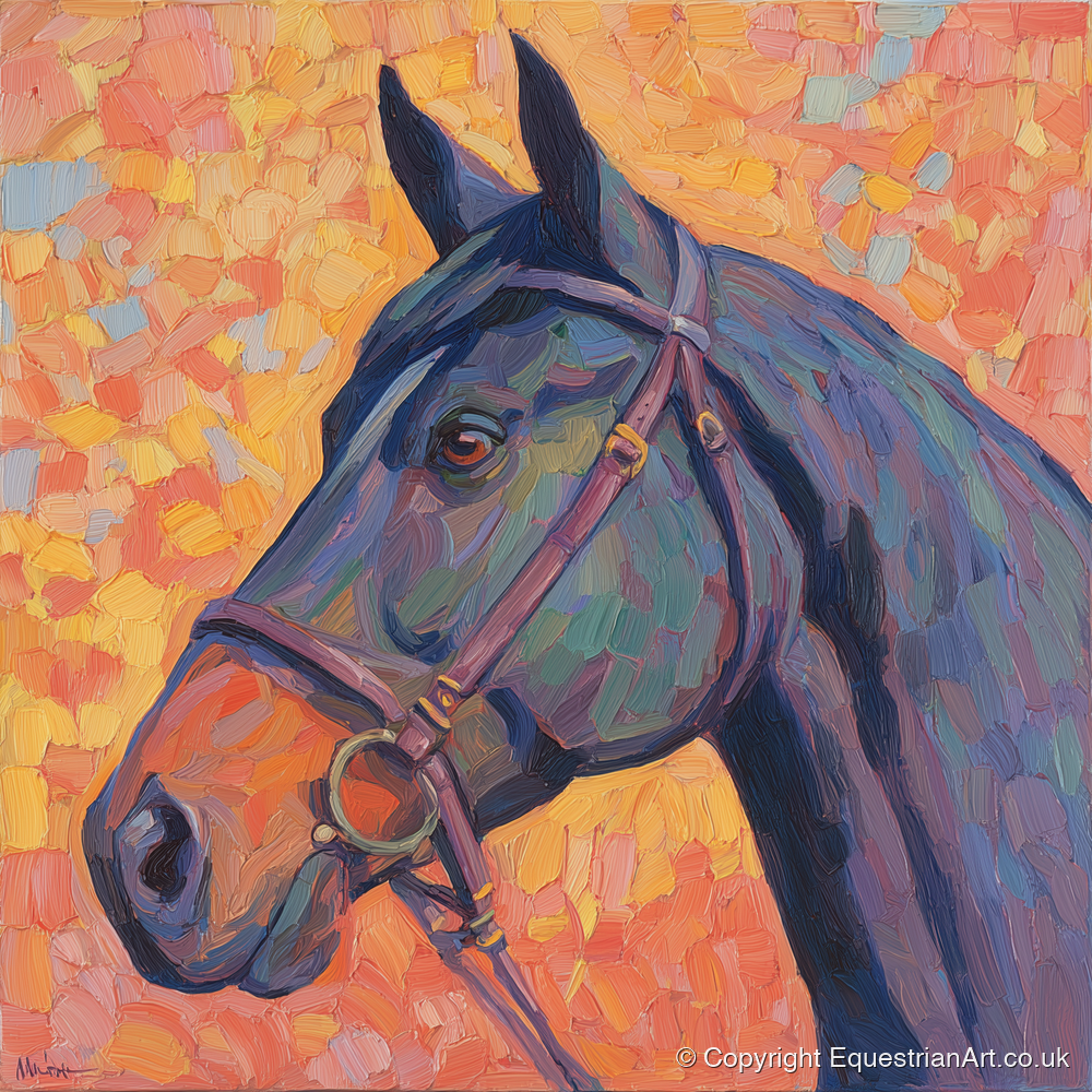 Radiant Equine Profile - horse portrait art print and canvas by Celia Harding A.I
