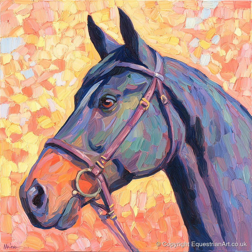 Radiant Equine Profile - horse portrait art print and canvas by Celia Harding A.I