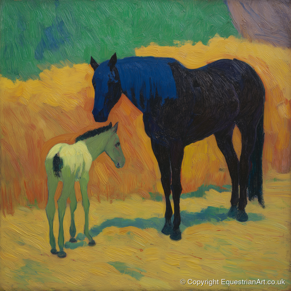 Radiant First Steps - mare & foal art print and canvas by Rowan Sinclair A.I
