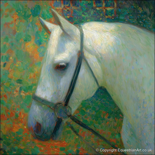 Radiant Grey Portrait - horse portrait art print and canvas by Ambrose Keating A.I
