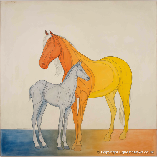 Radiant Lineage - mare & foal art print and canvas by Cordelia Stanhope A.I