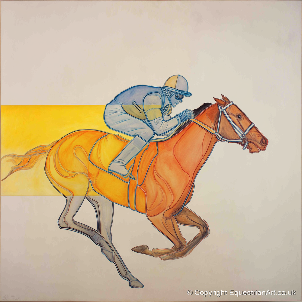 Radiant Racing Stride - racing horse art print and canvas by Cordelia Stanhope A.I
