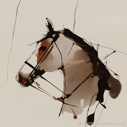 Raw Ink Equine Profile - horse portrait art print and canvas by Julian Vance A.I